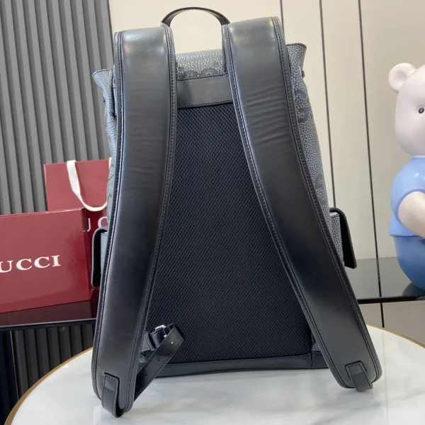 GG jumbo large backpack in grey and black GG leather - Image 5