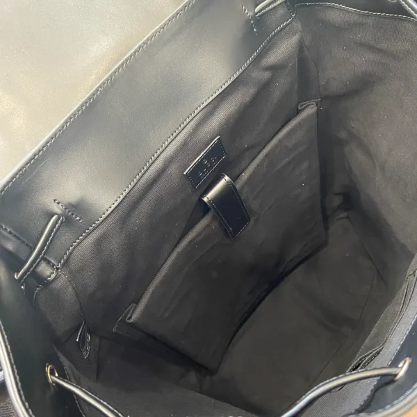 GG jumbo large backpack in grey and black GG leather - Image 10