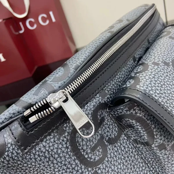 GG jumbo large belt bag in grey and black GG leather - Image 8