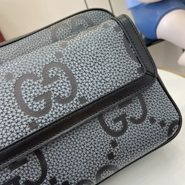 GG jumbo small crossbody bag in grey and black GG leather - Image 7
