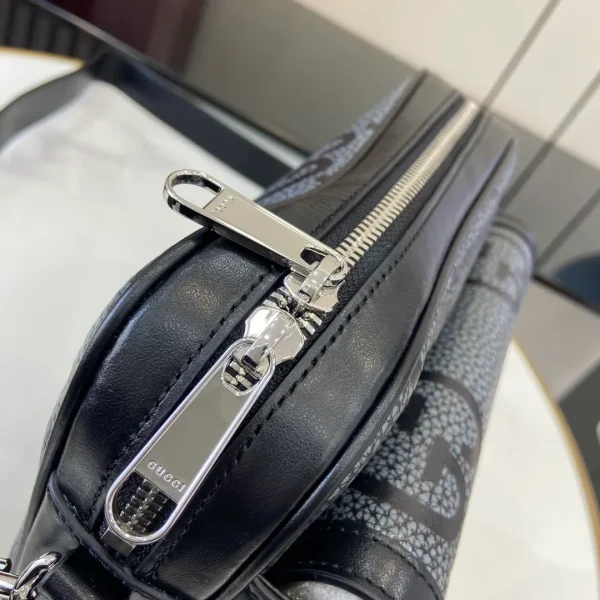 GG jumbo small crossbody bag in grey and black GG leather - Image 8