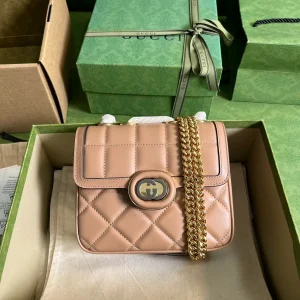 GUCCI Calfskin Quilted Mini Deco Shoulder Bag