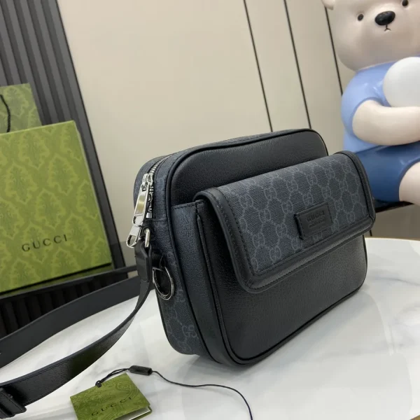 Gucci Black GG Supreme Canvas Black Leather Small - Image 3