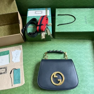 Gucci Black Leather Small Blondie Top Handle Bag