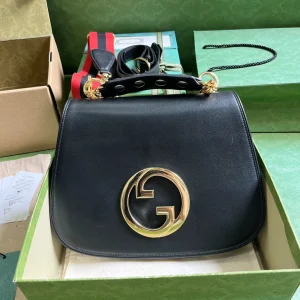 Gucci Black Leather Small Blondie Top Handle Bag