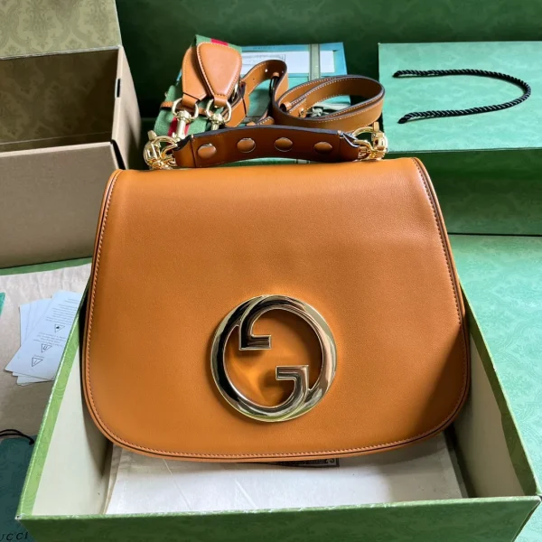 Gucci Blondie mini shoulder bag in orange leather - Image 3