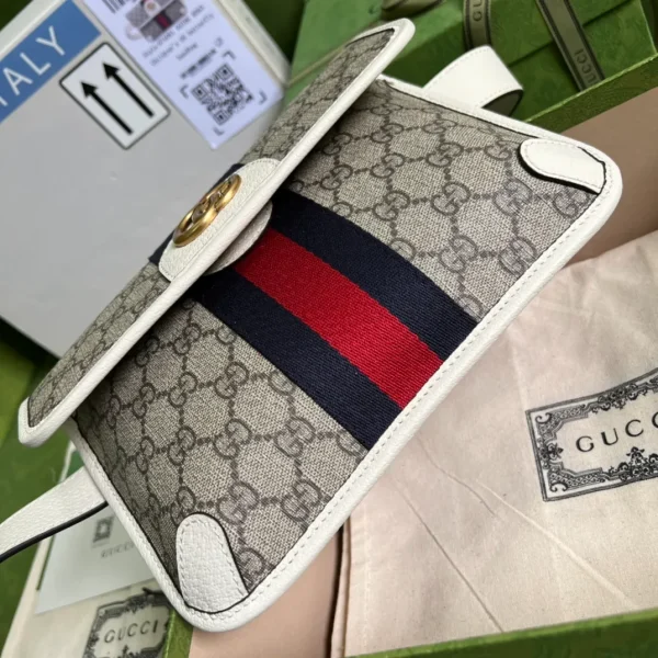 Gucci Brown GG Supreme Ophidia Belt Bag White Beige Leather Cloth - Image 5