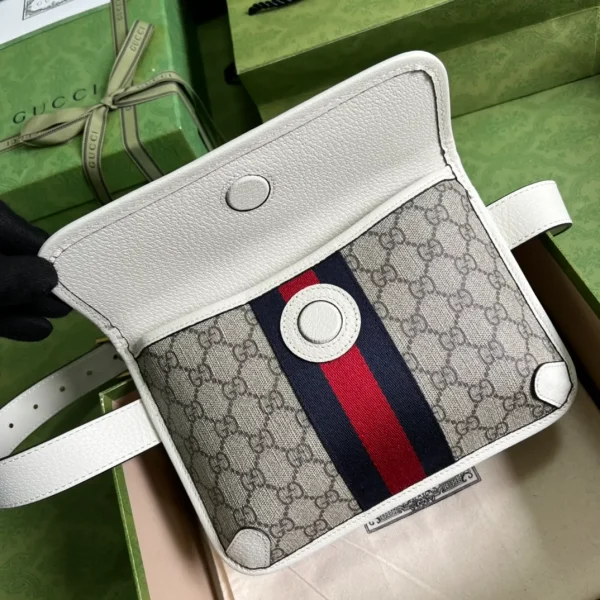 Gucci Brown GG Supreme Ophidia Belt Bag White Beige Leather Cloth - Image 9