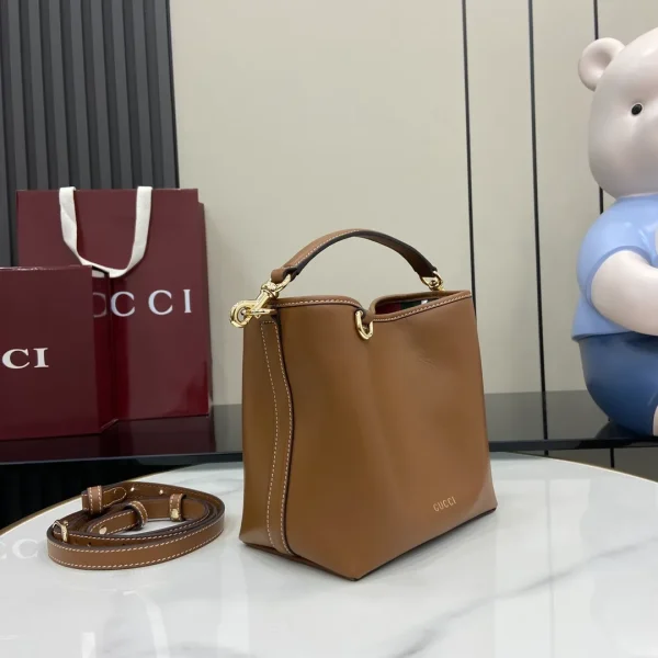 Gucci GG Emblem Mini Bucket Bag Brown - Image 3