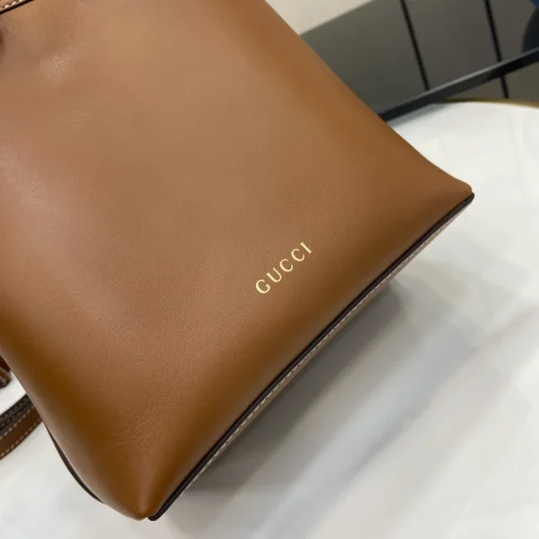 Gucci GG Emblem Mini Bucket Bag Brown - Image 5