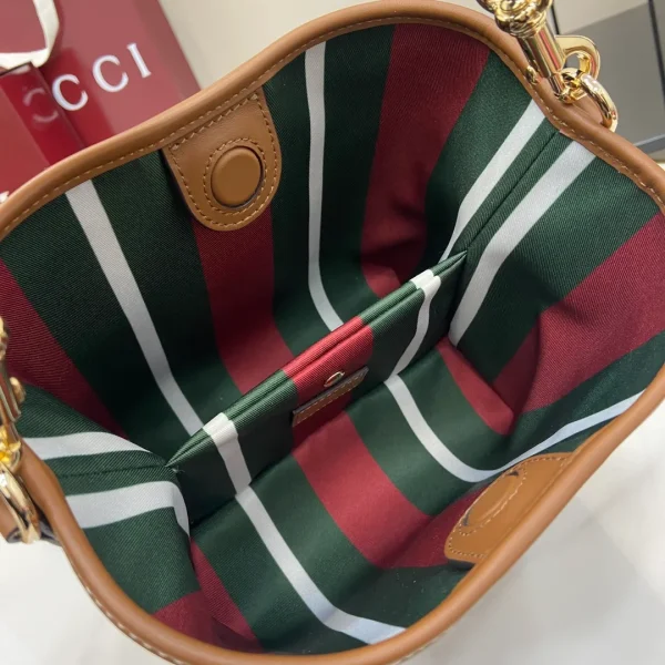 Gucci GG Emblem Mini Bucket Bag Brown - Image 8