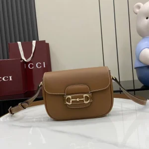 Gucci Horsebit 1955 small shoulder bag in brown leather