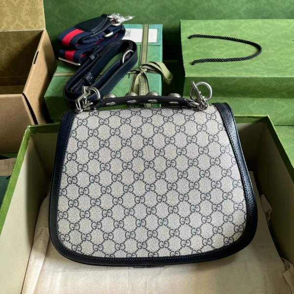 Gucci Navy Blue/Beige GG Supreme Canvas and Leather - Image 4