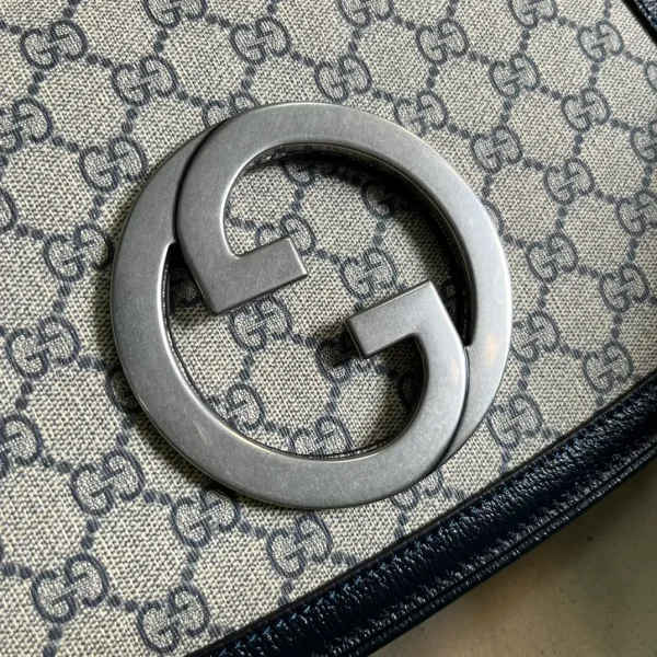 Gucci Navy Blue/Beige GG Supreme Canvas and Leather - Image 6
