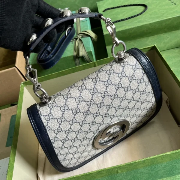 Gucci Navy Blue/Beige GG Supreme Canvas and Leather - Image 7