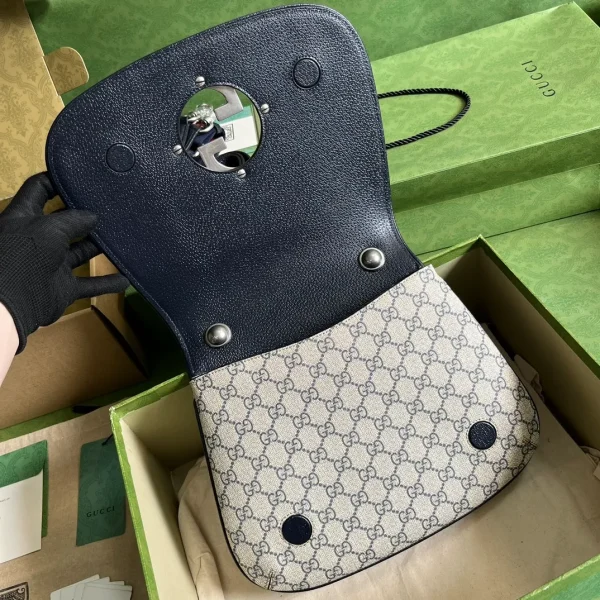 Gucci Navy Blue/Beige GG Supreme Canvas and Leather - Image 9