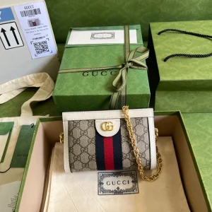 Gucci Neutral Ophidia Small GG Supreme Shoulder Bag