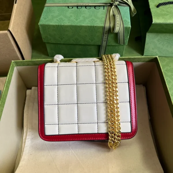 Gucci Women GG Deco Mini Shoulder Bag Black White Quilted Leather Interlocking - Image 4