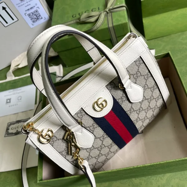 Ophidia small tote bag in beige - Image 11