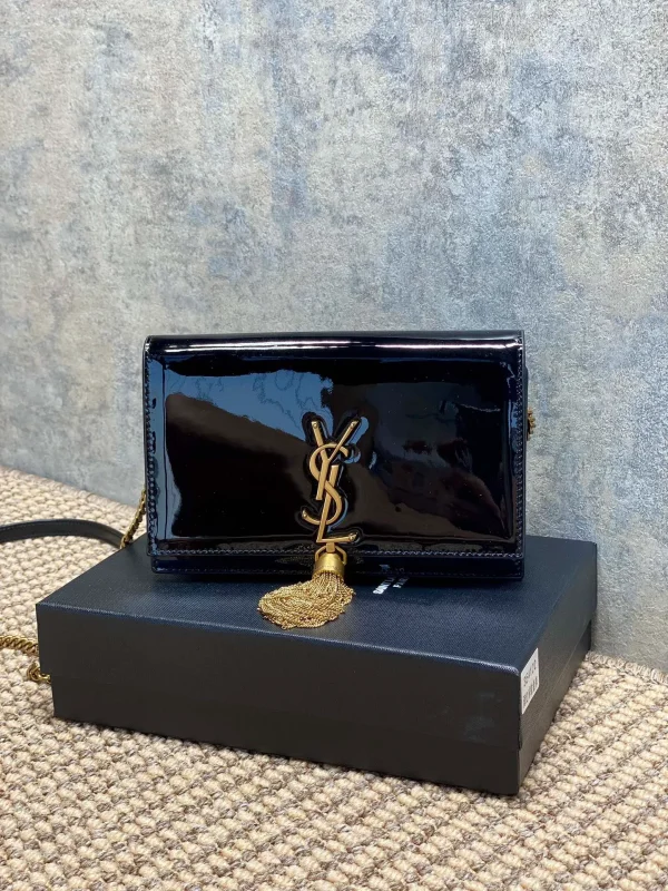 Saint Laurent Black Patent Leather Small Kate Tassel Crossbody Bag - Image 4