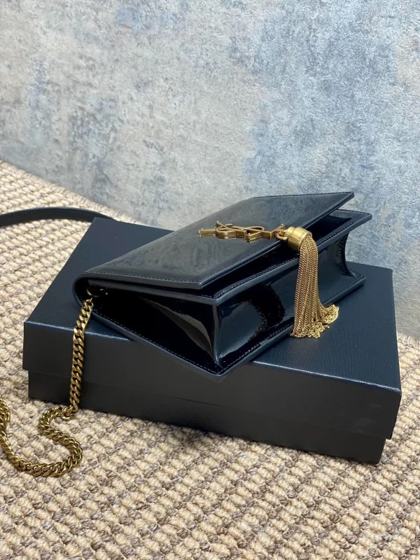 Saint Laurent Black Patent Leather Small Kate Tassel Crossbody Bag - Image 6