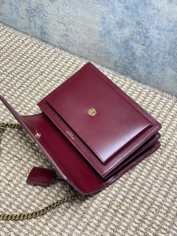 Saint Laurent Burgundy Leather Medium Sunset Shoulder Bag Saint Laurent Paris - Image 8