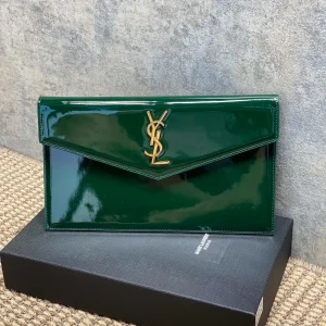 Saint Laurent Cassandra Patent Leather Wallet On A Chain