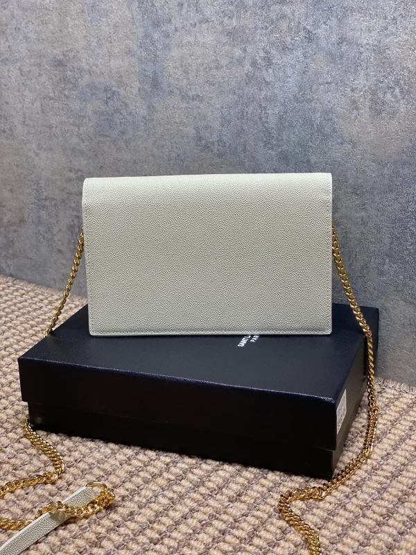 Saint Laurent Kate Shoulder Bag White in Leather with Gold - Image 3