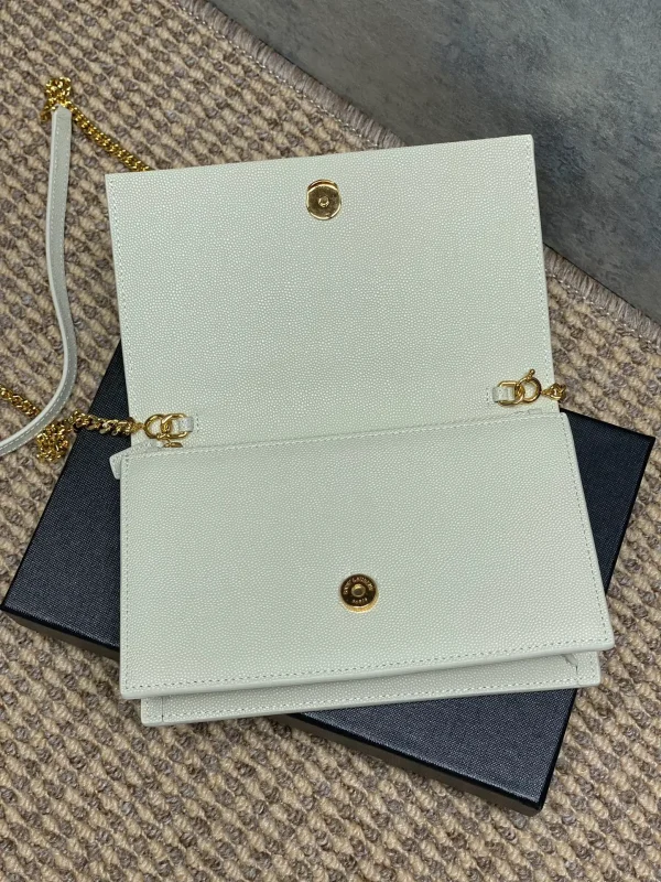Saint Laurent Kate Shoulder Bag White in Leather with Gold - Image 5