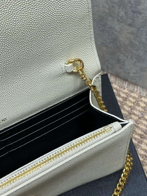 Saint Laurent Kate Shoulder Bag White in Leather with Gold - Image 8