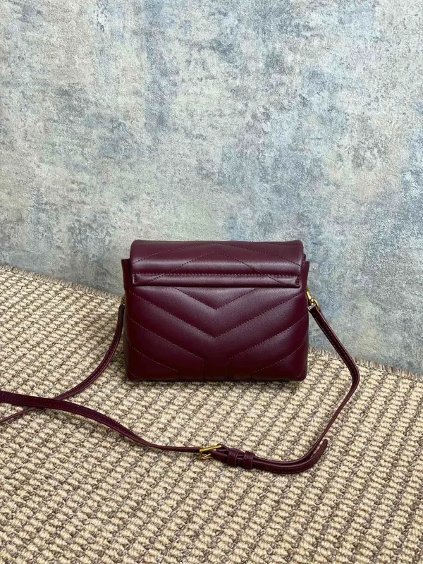 Saint Laurent Loulou Toy Leather Shoulder Bag In Rouge Legion - Image 4