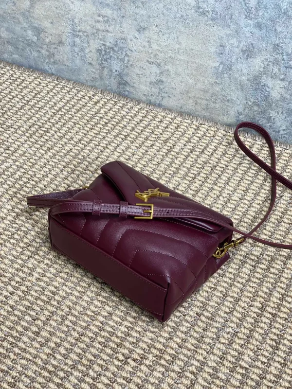 Saint Laurent Loulou Toy Leather Shoulder Bag In Rouge Legion - Image 6