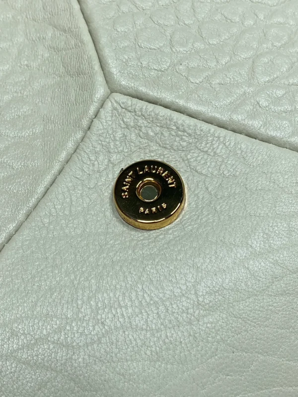Saint Laurent Small Leather Clutch in White - Image 10