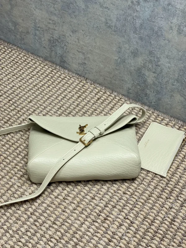 Saint Laurent Small Leather Clutch in White - Image 7
