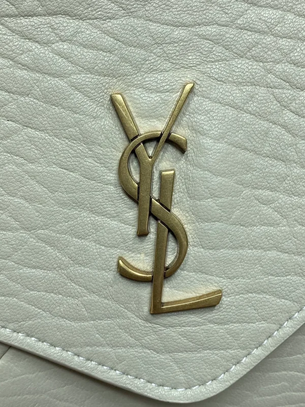 Saint Laurent Small Leather Clutch in White - Image 8
