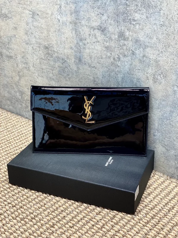 Saint Laurent Uptown Pouch In Patent Leather