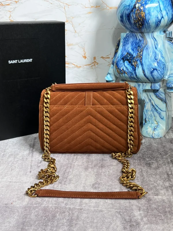 Replica Saint Laurent Chevron Quilted Suede Fringe College Shoulder Bag - Image 7