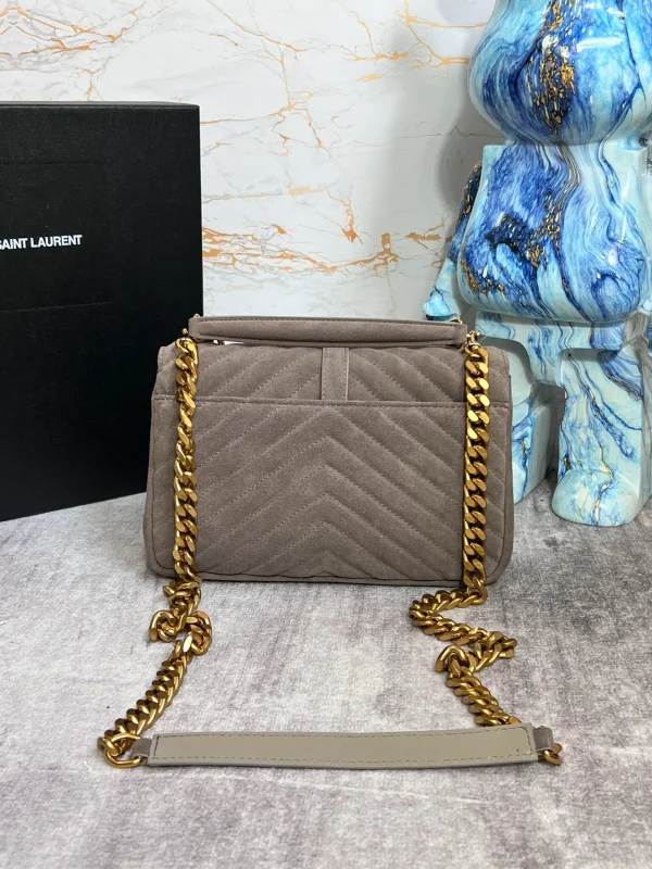 SAINT LAURENT College YSL Fringed Quilted-Suede Cross Body Bag - Image 6
