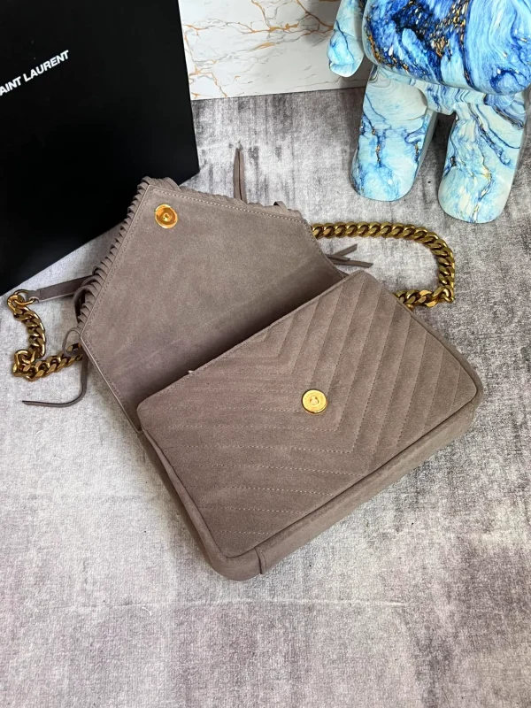 SAINT LAURENT College YSL Fringed Quilted-Suede Cross Body Bag - Image 9