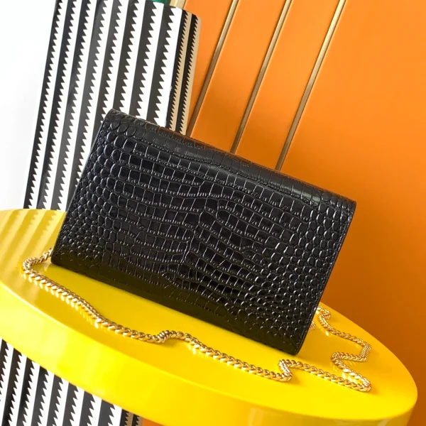 SAINT LAURENT Uptown croc-effect patent-leather shoulder - Image 5