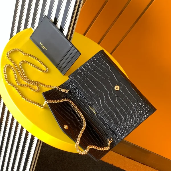 SAINT LAURENT Uptown croc-effect patent-leather shoulder - Image 8