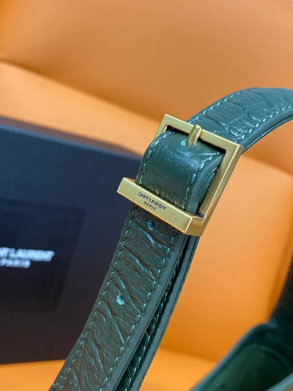 Saint Laurent Green Croc Embossed Leather Medium Sunset Shoulder Bag - Image 7
