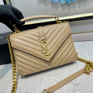 Saint Laurent Medium College Top-Handle Matelassé Shoulder Bag