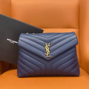 Saint Laurent Navy Leather Large LouLou Crossbody