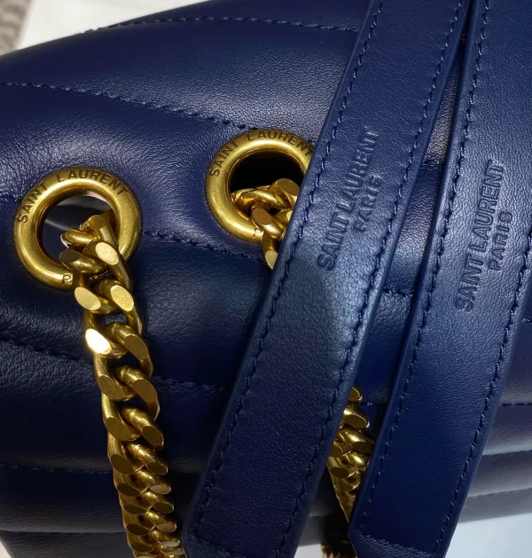 Saint Laurent Navy Leather Large LouLou Crossbody - Image 10
