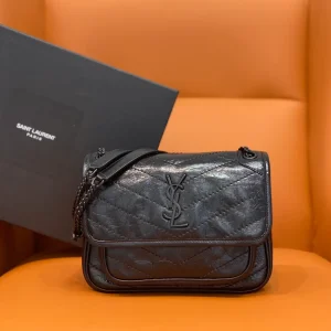 Saint Laurent Paris Niki Leather Chain Shoulder Bag Black