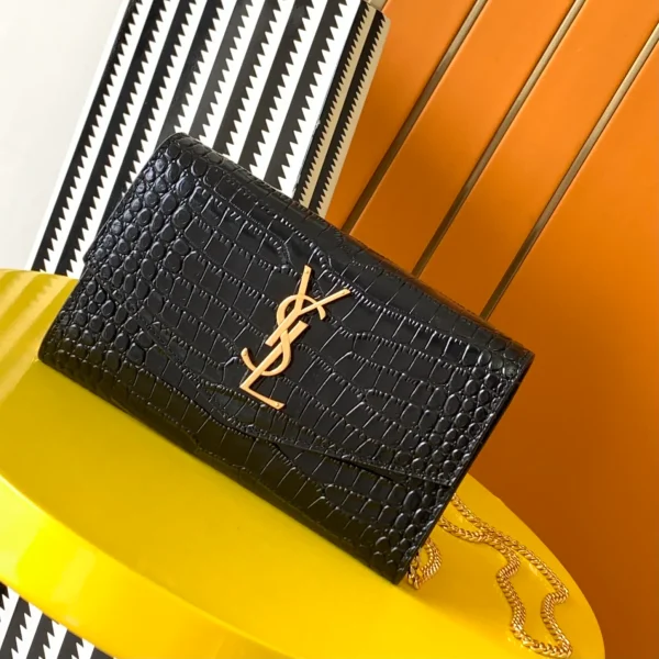 Saint Laurent Uptown Pouch Grain de Poudre Black in Calfskin Leather with Gold-tone - Image 9