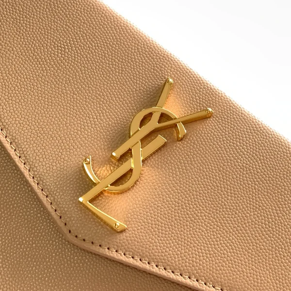 Uptown leather clutch in beige - Image 6