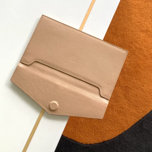 Uptown leather clutch in beige - Image 7