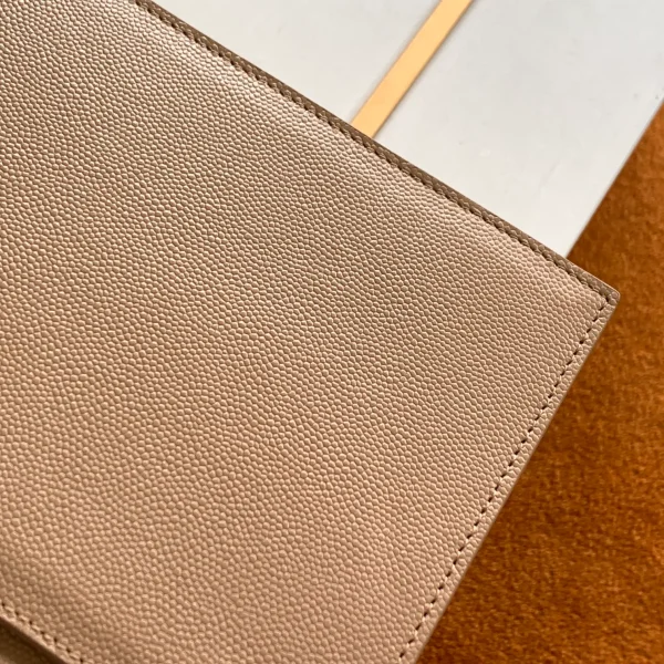 Uptown leather clutch in beige - Image 8